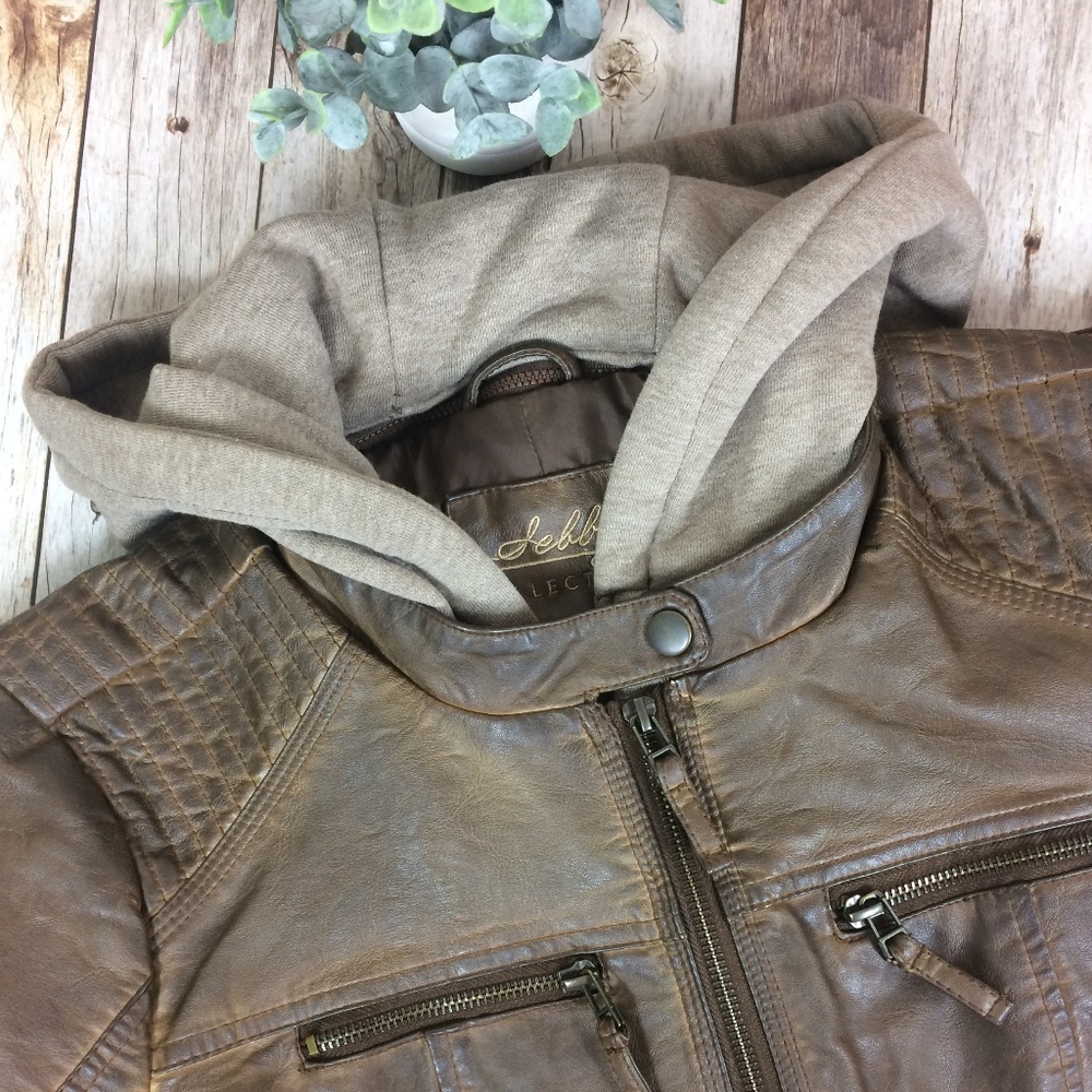 Sebby Faux Leather Jacket in Saddle NWT
